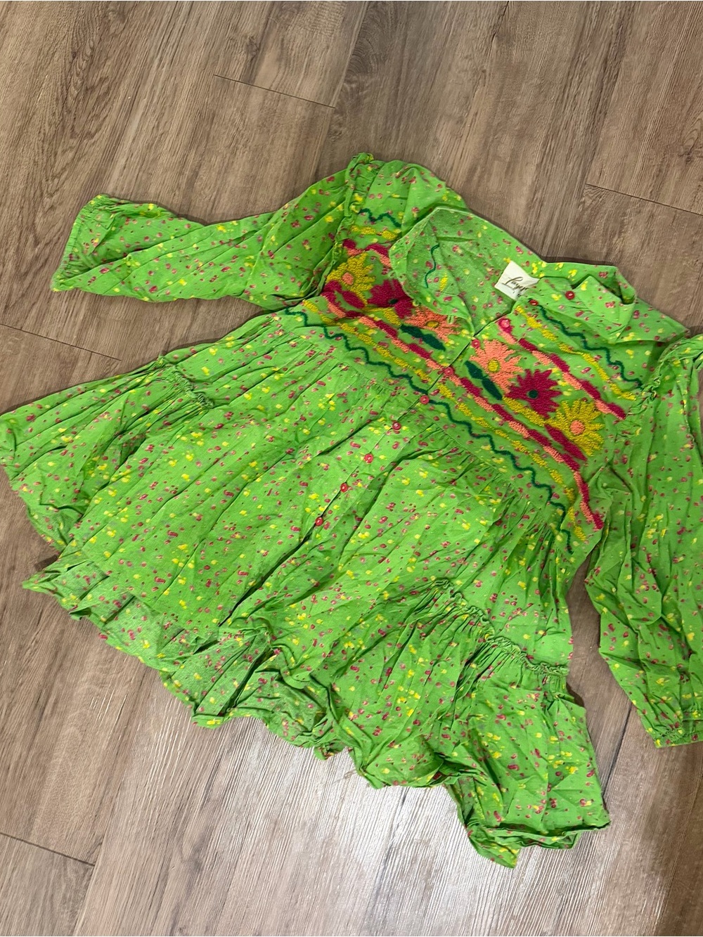 Bright Green Floral Smocked Top